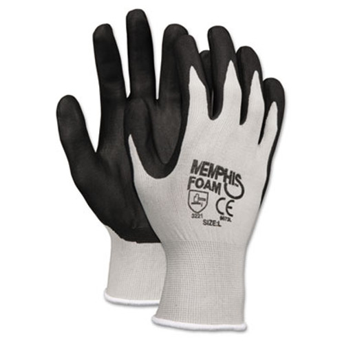 MCR Safety Economy Foam Nitrile Gloves  Large  Gray Black  12 Pairs (CRW9673L)