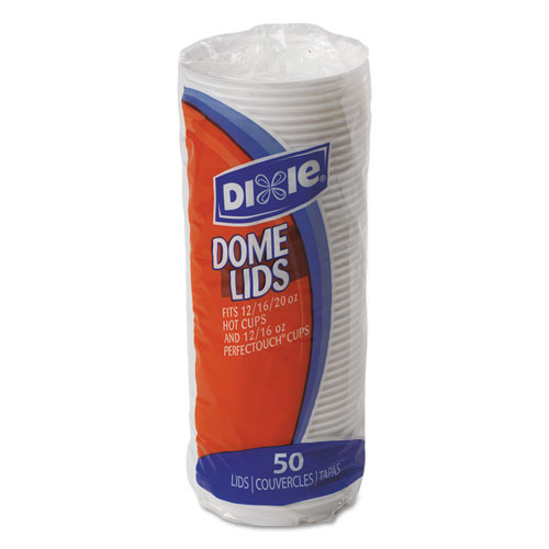 Dixie Dome Drink-Thru Lids 10-16 oz Perfectouch 12-20 oz WiseSize Cup  White  50 Pack (DXE9542500DXPK)