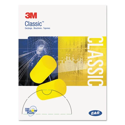 3M EA  AA  R Classic Small Earplugs in Pillow Paks  PVC Foam  Yellow  200 Pairs (MMM3101103)