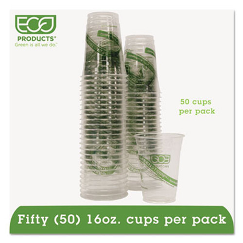 Eco-Products GreenStripe Renewable Compostable Cold Cups Convenience Pack  16oz  50 PK (ECOEPCC16GSPK)