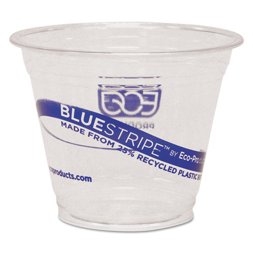 Eco-Products BlueStripe 25  Recycled Content Cold Cups  9 oz   Clear Blue  50 Pk  20 Pk Ct (ECOEPCR9)
