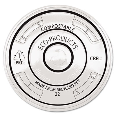 Eco-Products BlueStripe Recycled Content Cold Cup Flat Lids  F 9-24oz Cups  100 PK  10 PK CT (ECOEPCRFL)