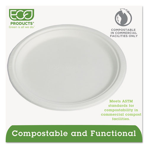 Eco-Products Compostable Sugarcane Dinnerware  10  Plate  Natural White  50 Pack (ECOEPP005PK)