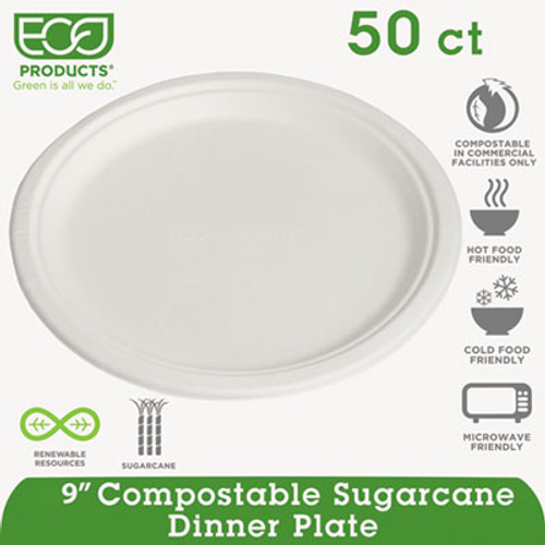 Eco-Products Renewable   Compostable Sugarcane Plates  9   50 PK (ECOEPP013PK)