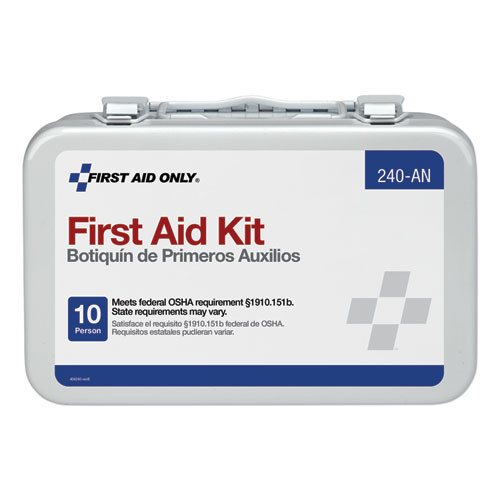 First Aid Only Unitized First Aid Kit for 10 People  64-Pieces  OSHA ANSI  Metal Case (FAO240AN)