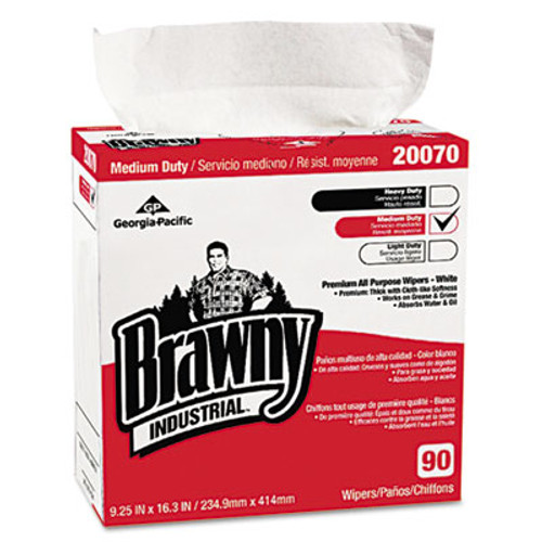 Georgia Pacific Professional Medium-Duty Premium Wipes  9 1 4 x 16 3 8  White  90 Wipes Box  10 Boxes Carton (GPC2007003CT)