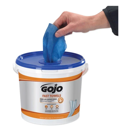 GOJO FAST TOWELS Hand Cleaning Towels  Cloth  9 x 10  Blue 225 Bucket (GOJ629902EA)