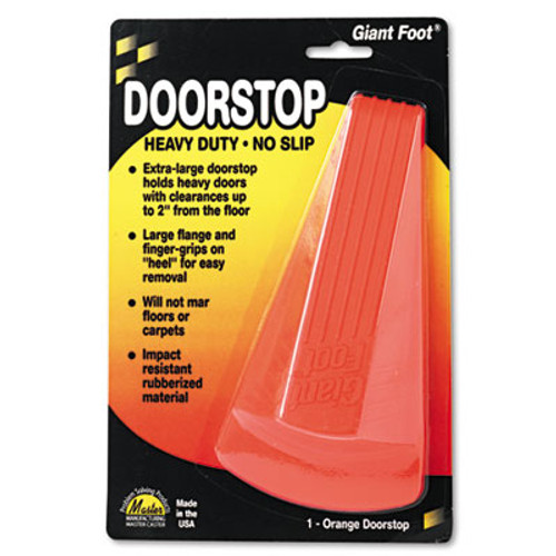 Master Caster Giant Foot Doorstop  No-Slip Rubber Wedge  3 5w x 6 75d x 2h  Safety Orange (MAS00965)