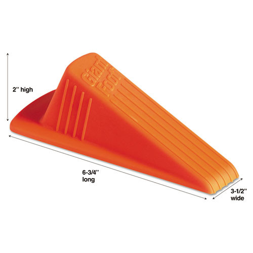 Master Caster Giant Foot Doorstop  No-Slip Rubber Wedge  3 5w x 6 75d x 2h  Safety Orange (MAS00965)