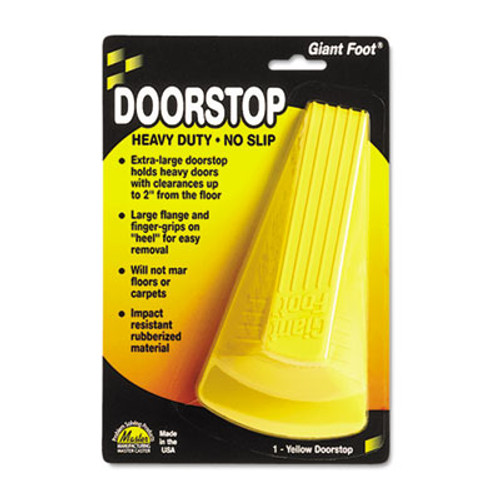 Master Caster Giant Foot Doorstop  No-Slip Rubber Wedge  3 5w x 6 75d x 2h  Safety Yellow (MAS00966)