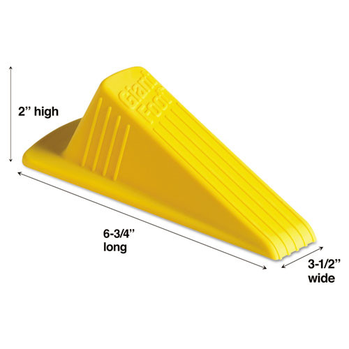 Master Caster Giant Foot Doorstop  No-Slip Rubber Wedge  3 5w x 6 75d x 2h  Safety Yellow (MAS00966)
