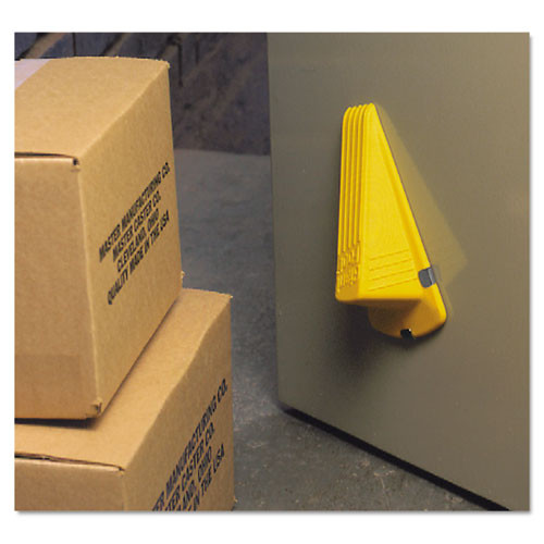 Master Caster Giant Foot Magnetic Doorstop  No-Slip Rubber Wedge  3 5w x 6 75d x 2h  Yellow (MAS00967)