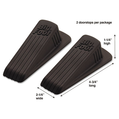 Master Caster Big Foot Doorstop  No Slip Rubber Wedge  2 25w x 4 75d x 1 25h  Brown  2 Pack (MAS00971)