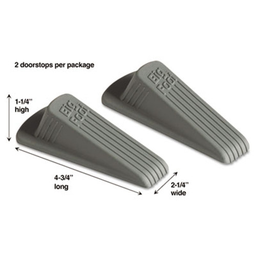 Master Caster Big Foot Doorstop  No Slip Rubber Wedge  2 25w x 4 75d x 1 25h  Gray  2 Pack (MAS00972)
