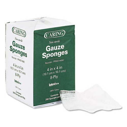 Medline Caring Woven Gauze Sponges  4 x 4  Non-sterile  8-Ply  200 Pack (MIIPRM21408C)