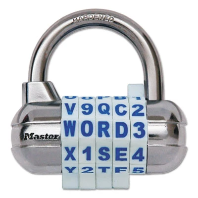 Master Lock Password Plus Combination Lock  Hardened Steel Shackle  2 1 2  Wide  Silver (MLK1534D)