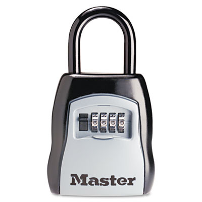 Master Lock Locking Combination 5 Key Steel Box  3 1 4w x 1 5 8d x 4h  Black Silver (MLK5400D)