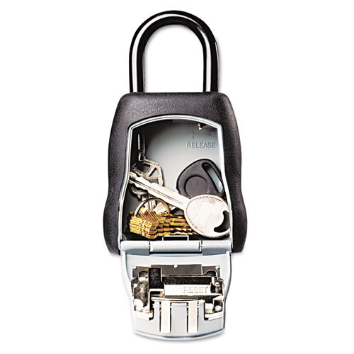 Master Lock Locking Combination 5 Key Steel Box  3 1 4w x 1 1 2d x 4 5 8h  Black Silver (MLK5401D)