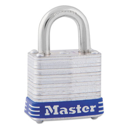Master Lock Four-Pin Tumbler Lock  Laminated Steel Body  1 1 8  Wide  Silver Blue  Two Keys (MLK7D)