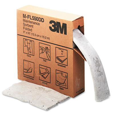 3M Sorbent  High-Capacity  Folded Maintenance  10 5gal Capacity  1 Roll Box (MMMMFL550DD)