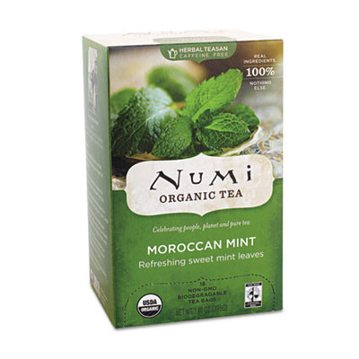 Numi Organic Teas and Teasans  1 4 oz  Moroccan Mint  18 Box (NUM10104)
