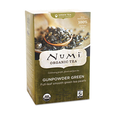 Numi Organic Teas and Teasans  1 27 oz  Gunpowder Green  18 Box (NUM10109)