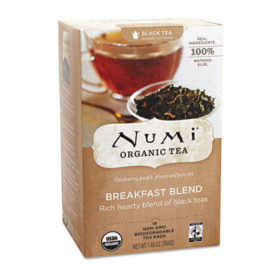 Numi Organic Teas and Teasans  1 4 oz  Breakfast Blend  18 Box (NUM10220)