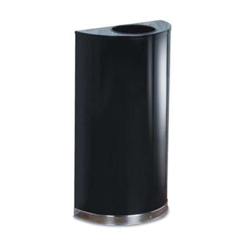 Rubbermaid Commercial European and Metallic Series Open Top Receptacle  Half-Round  12 gal  Black Chrome (RCPSO1220B)