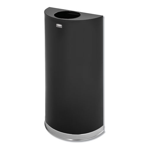 Rubbermaid Commercial European and Metallic Series Open Top Receptacle  Half-Round  12 gal  Black Chrome (RCPSO1220B)