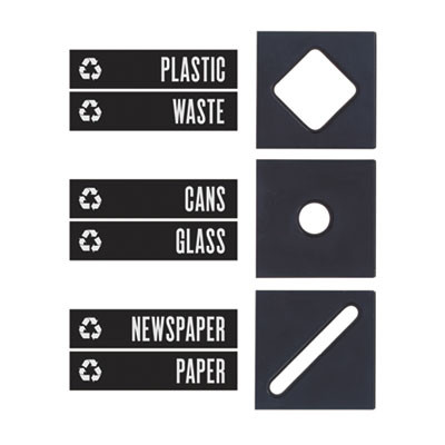 Safco Public Square Recycling Container Lid  Square Opening  15 25 x 15 25 x 2  Black (SAF2989BL)