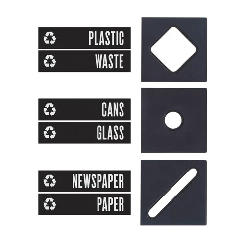 Safco Public Square Recycling Container Lid  Square Opening  15 25 x 15 25 x 2  Black (SAF2989BL)