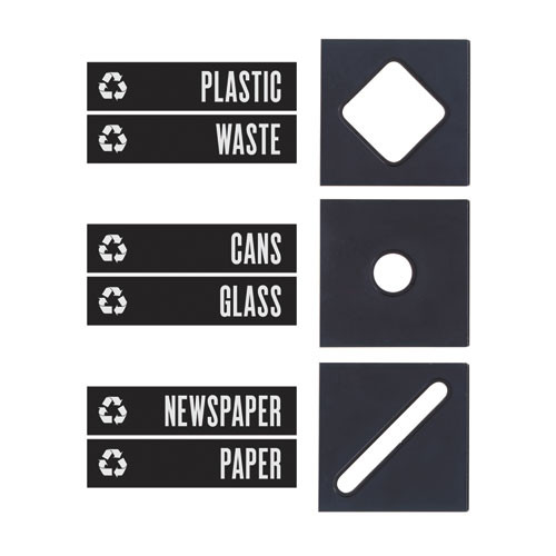 Safco Public Square Recycling Container Lid  Square Opening  15 25 x 15 25 x 2  Black (SAF2989BL)