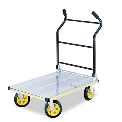 Safco Stow-Away Platform Truck  1 000 lb Capacity  24 x 39 x 40  Aluminum Black (SAF4053NC)