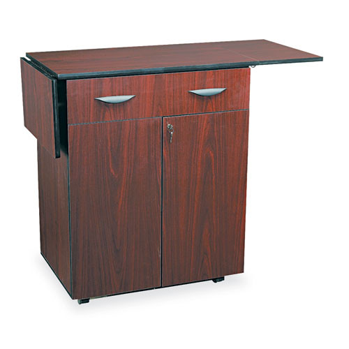 Safco Hospitality Service Cart  One-Shelf  32 5w x 20 5d x 38 75h  Mahogany (SAF8962MH)