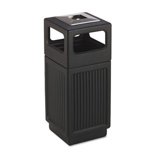 Safco Canmeleon Ash Trash Receptacle  Square  Polyethylene  15 gal  Textured Black (SAF9474BL)
