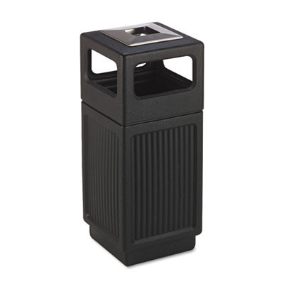 Safco Canmeleon Ash Trash Receptacle  Square  Polyethylene  15 gal  Textured Black (SAF9474BL)