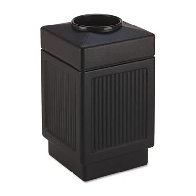 Safco Canmeleon Top-Open Receptacle  Square  Polyethylene  38 gal  Textured Black (SAF9475BL)