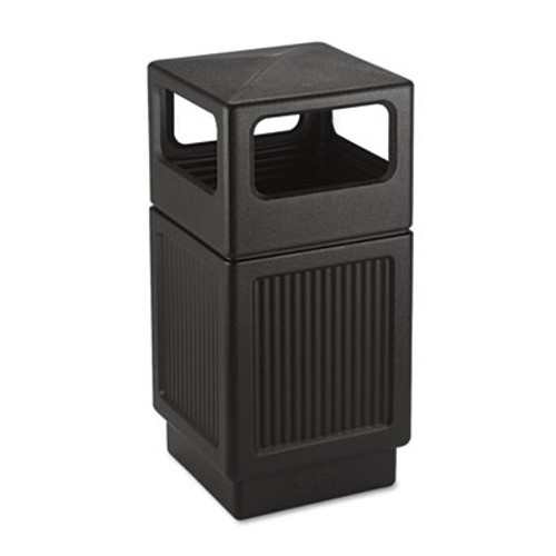 Safco Canmeleon Side-Open Receptacle  Square  Polyethylene  38 gal  Textured Black (SAF9476BL)