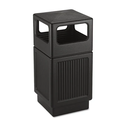 Safco Canmeleon Side-Open Receptacle  Square  Polyethylene  38 gal  Textured Black (SAF9476BL)