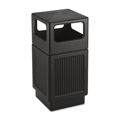 Safco Canmeleon Side-Open Receptacle  Square  Polyethylene  38 gal  Textured Black (SAF9476BL)
