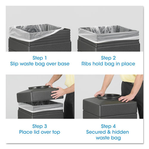 Safco Canmeleon Side-Open Receptacle  Square  Polyethylene  38 gal  Textured Black (SAF9476BL)