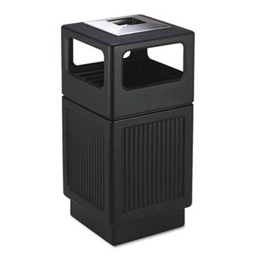 Safco Canmeleon Ash Trash Receptacle  Square  Polyethylene  38 gal  Textured Black (SAF9477BL)