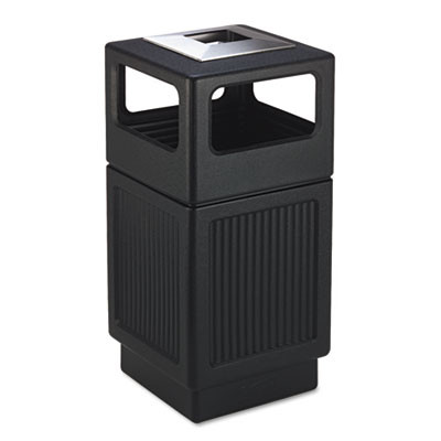 Safco Canmeleon Ash Trash Receptacle  Square  Polyethylene  38 gal  Textured Black (SAF9477BL)
