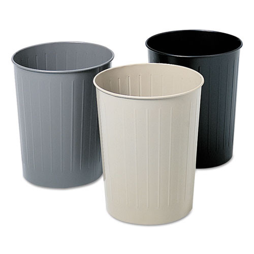 Safco Round Wastebasket  Steel  23 5 qt  Black (SAF9604BL)