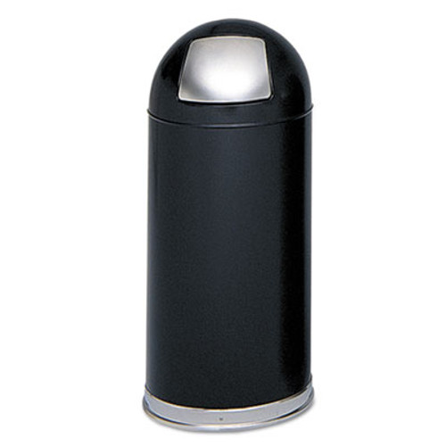 Safco Dome Receptacle with Spring-Loaded Door  Round  Steel  15 gal  Black (SAF9636BL)