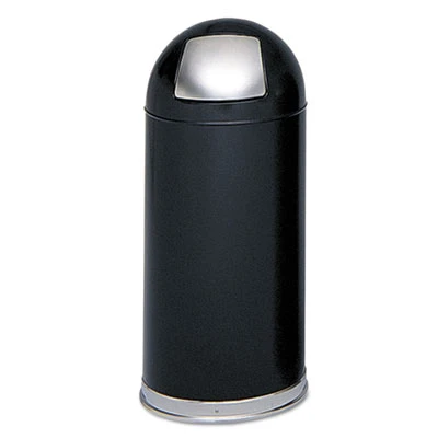 Safco Dome Receptacle with Spring-Loaded Door  Round  Steel  15 gal  Black (SAF9636BL)