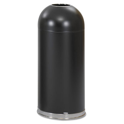 Safco Open-Top Dome Receptacle  Round  Steel  15 gal  Black (SAF9639BL)
