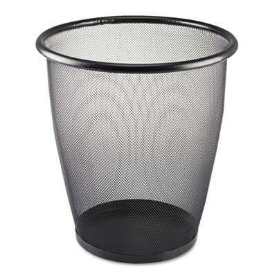 Safco Onyx Round Mesh Wastebasket  Steel Mesh  5 gal  Black (SAF9717BL)