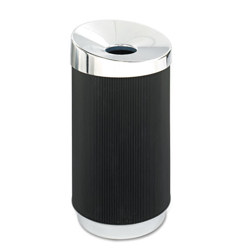 Safco At-Your-Disposal Vertex Receptacle  Round  Polyethylene  38 gal  Black Chrome (SAF9799BL)