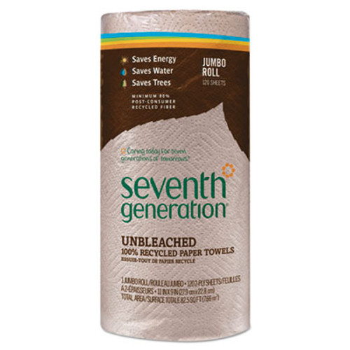 Seventh Generation Natural Unbleached 100  Recycled Paper Towel Rolls  11 x 9  120 Sheets Roll (SEV13720RL)